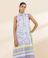 Women's Unstitched Lawn Embroidered Blue 2 Piece Suit